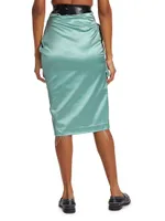 Duchesse Satin Gathered Midi-Skirt