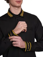 Chain-Link Button-Front Shirt