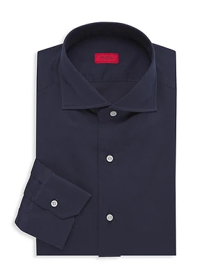 Solid Cotton-Silk Dress Shirt