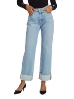 Farrah High-Rise Cuffed Straight Jeans