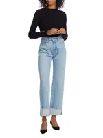 Farrah High-Rise Cuffed Straight Jeans