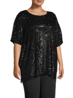 Plus All Dressed Up Sequin Knit Caftan Top