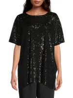 All Dressed Up Sequin Knit Caftan Top