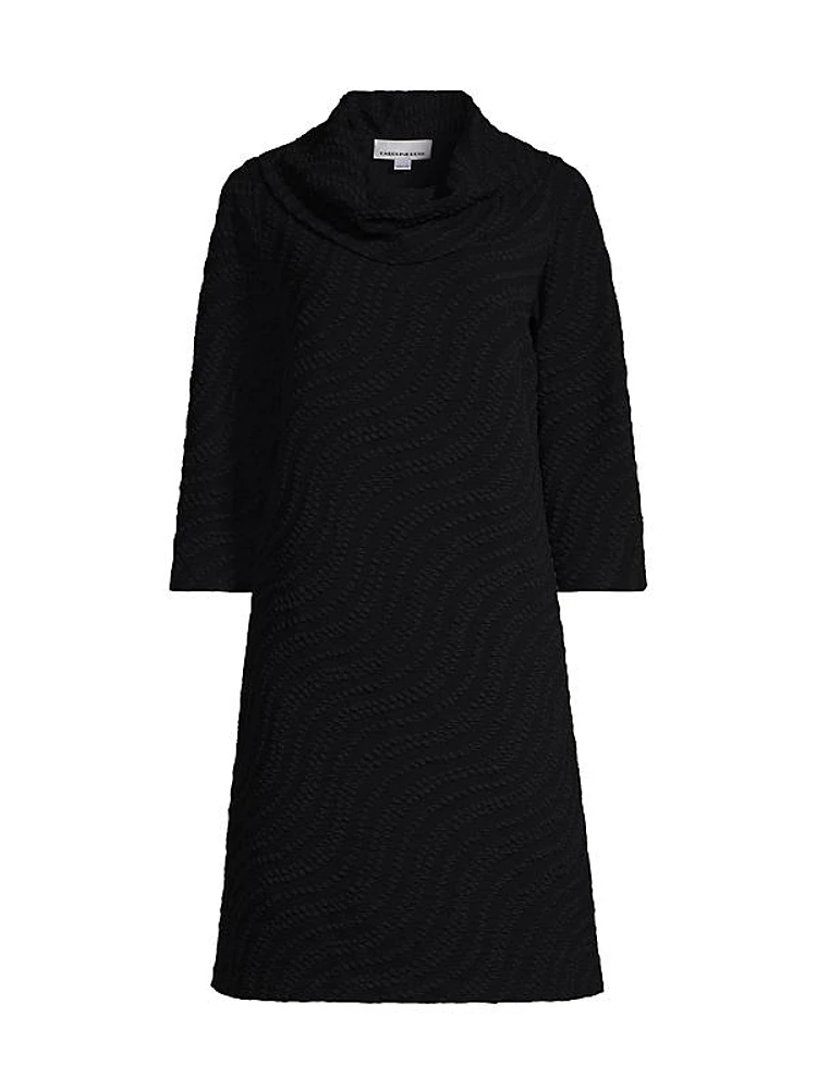 Opera Knit Cowl-Neck Minidress