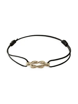 Love Knot 14K Yellow Gold & Leather Cord Bracelet