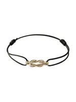 Love Knot 14K Yellow Gold & Leather Cord Bracelet