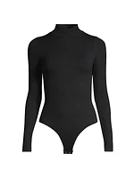 Ribbed Turtleneck Thong Bodysuit