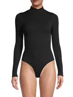 Ribbed Turtleneck Thong Bodysuit