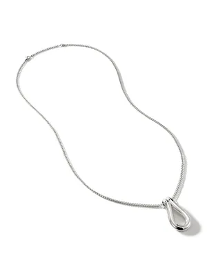 Surf Sterling Silver Etruscan Chain Long Pendant Necklace