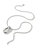 Surf Sterling Silver Etruscan Chain Long Pendant Necklace