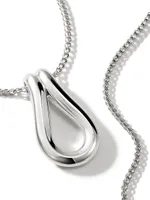 Surf Sterling Silver Etruscan Chain Long Pendant Necklace