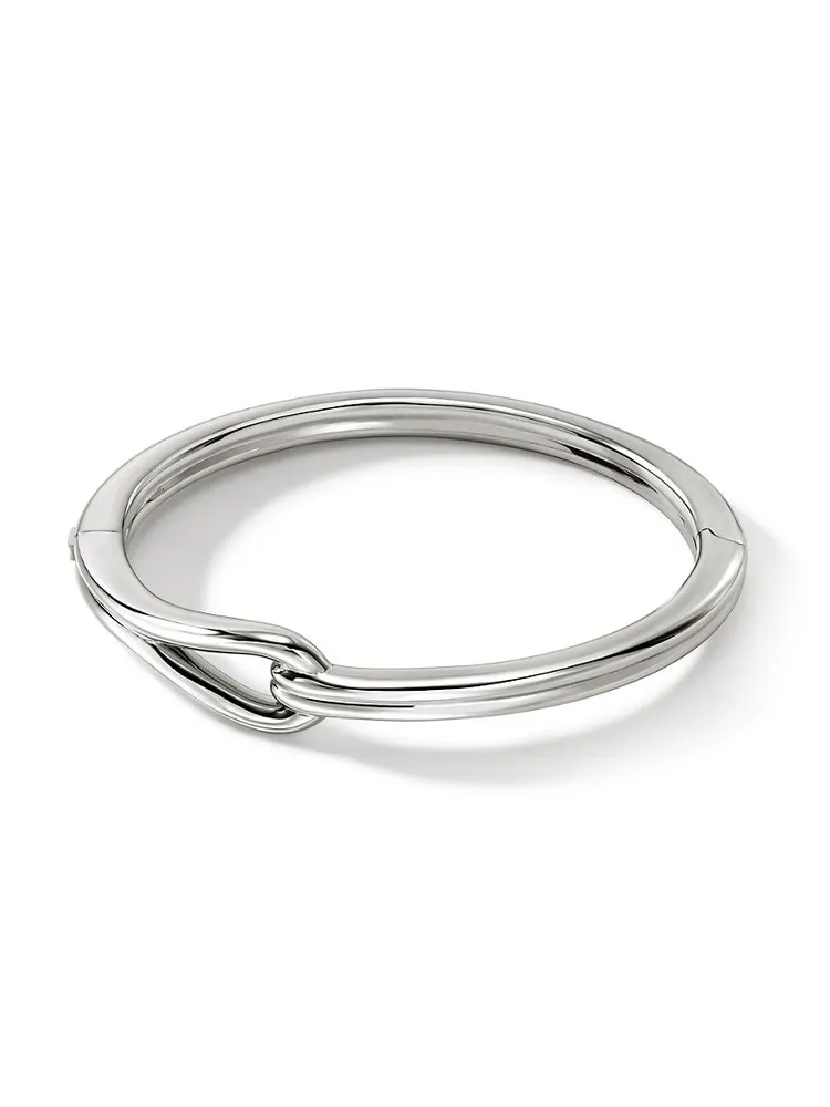 Surf Sterling Silver Small Hinged Bangle Bracelet