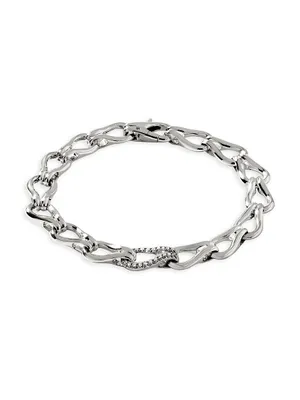 Surf Sterling Silver & Diamond Link Bracelet