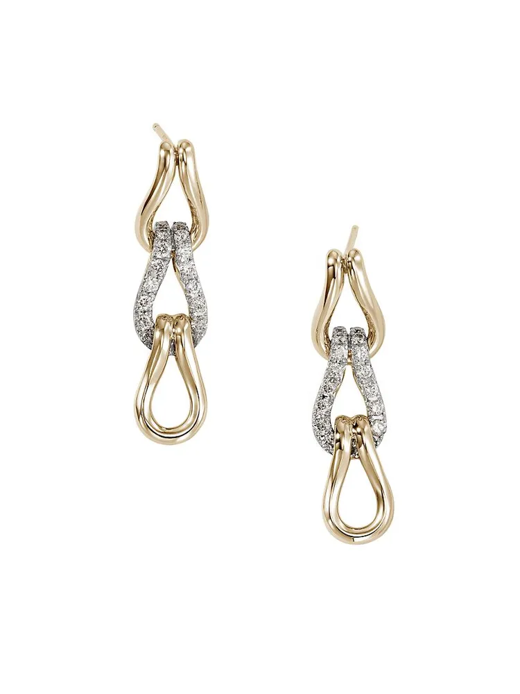 Surf Two-Tone 14K Gold & 0.89 TCW Link Drop Earrings