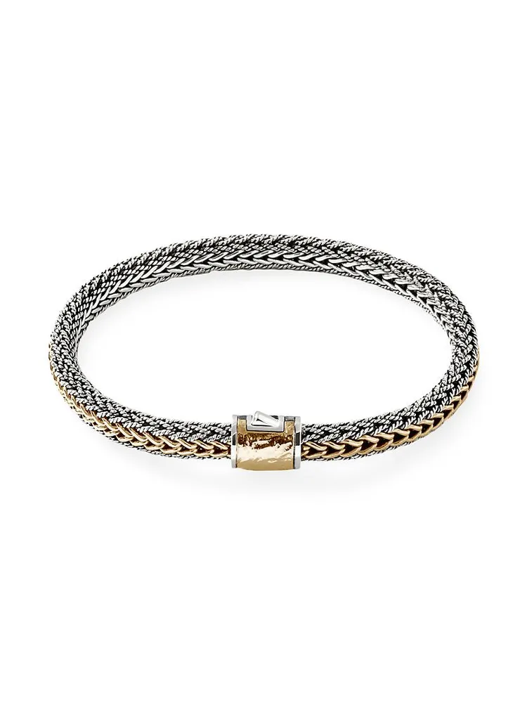 Classic Chain Sterling Silver & 18K Yellow Gold Reversible Bracelet