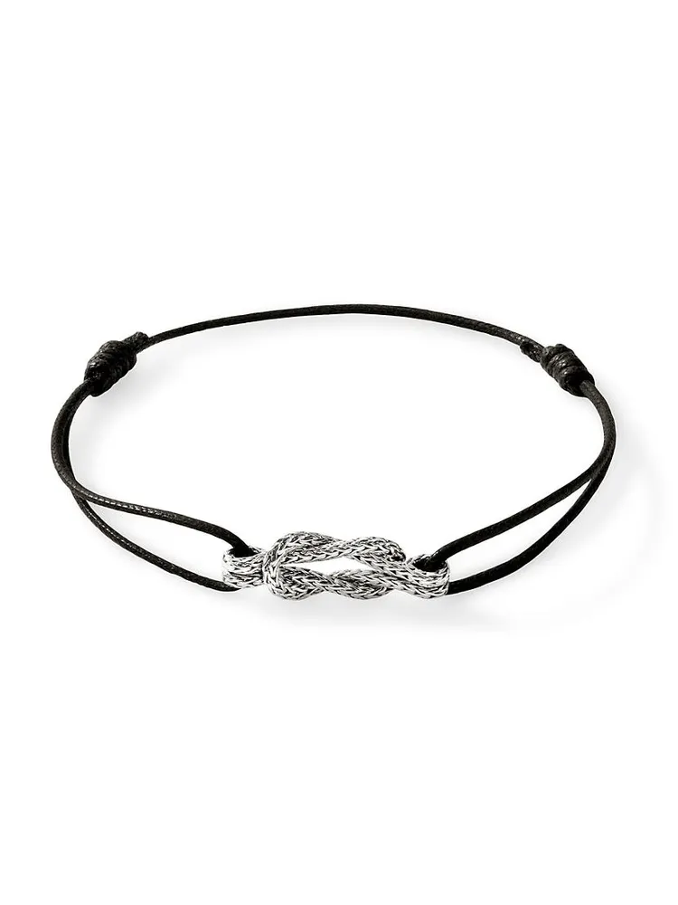 Classic Chain Sterling Silver & Cord Love Knot Bracelet