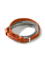 Classic Chain Sterling Silver & Leather Triple-Wrap Bracelet