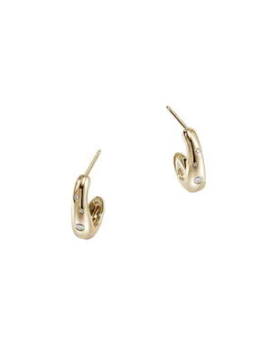 Surf Small 14K Yellow Gold & 0.12 TCW Diamond Hoop Earrings