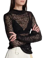 Funnel Neck Lace Sweater