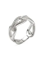 Surf Sterling Silver & Diamond Link Ring