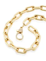14K Gold & Diamond Clasp Solid Chain Necklace