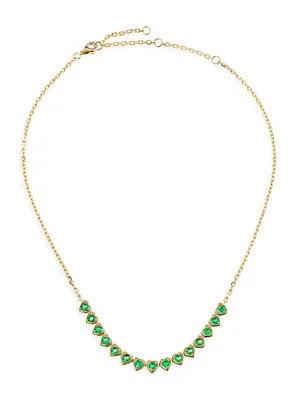 14K Yellow Gold & Emerald Heart Necklace