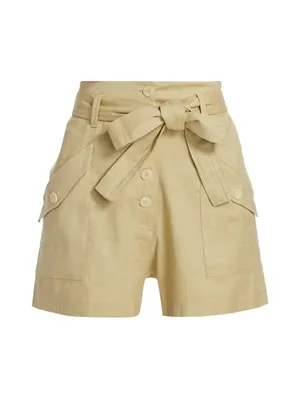 Jasper Belted Linen-Blend Shorts