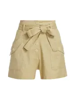 Jasper Belted Linen-Blend Shorts