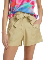 Jasper Belted Linen-Blend Shorts