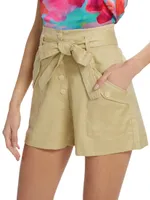 Jasper Belted Linen-Blend Shorts