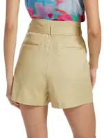 Jasper Belted Linen-Blend Shorts