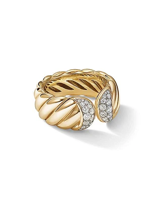 Sculpted Cable 18K Yellow Gold & Pavé Diamond Ring