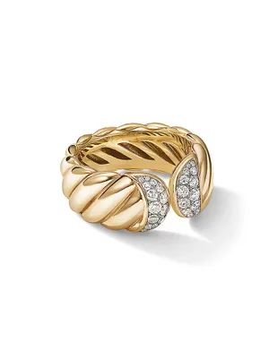 Sculpted Cable 18K Yellow Gold & Pavé Diamond Ring