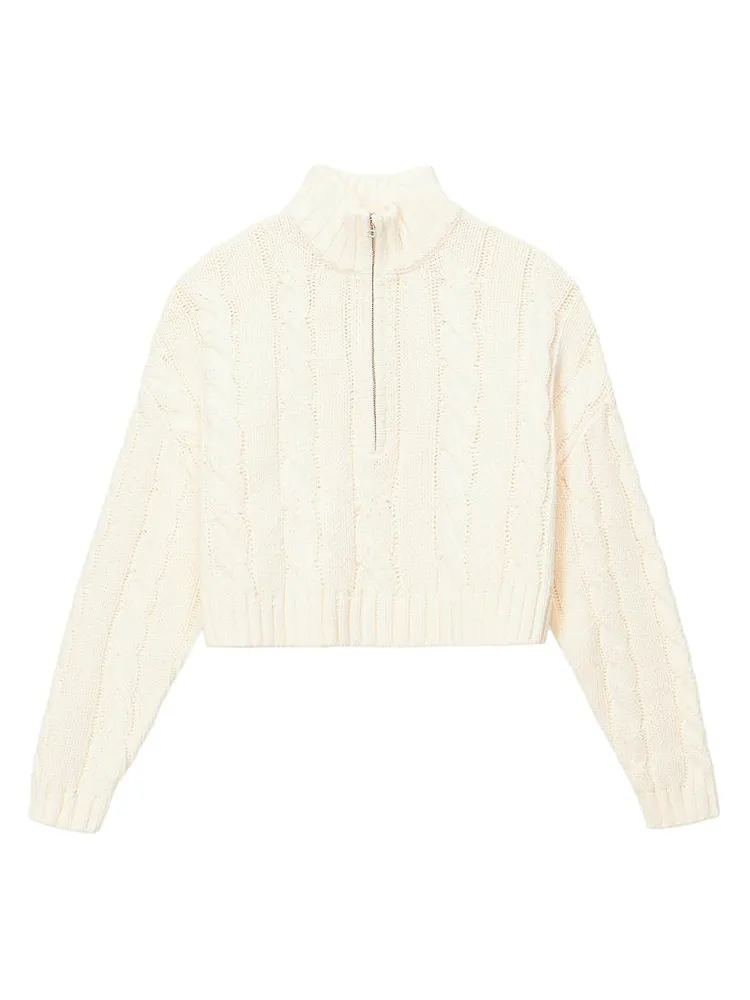 Hampton Rib-Knit Cropped Sweater