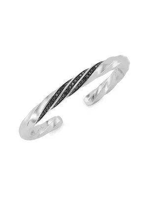 Cable-Edge Pavé Black Diamonds Cuff Bracelet