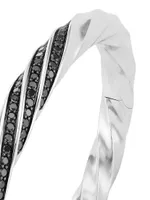 Cable-Edge Pavé Black Diamonds Cuff Bracelet