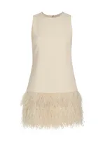 Coley Ostrich Feather-Trim Dress