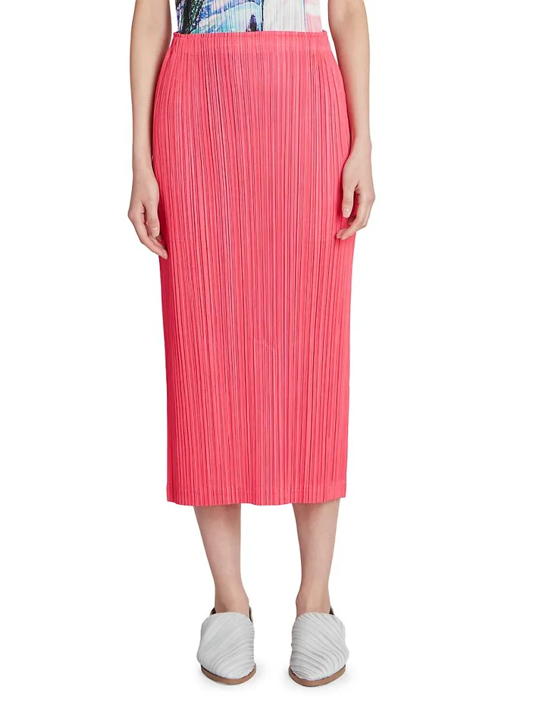 Pleated Elasticized Midi-Skirt