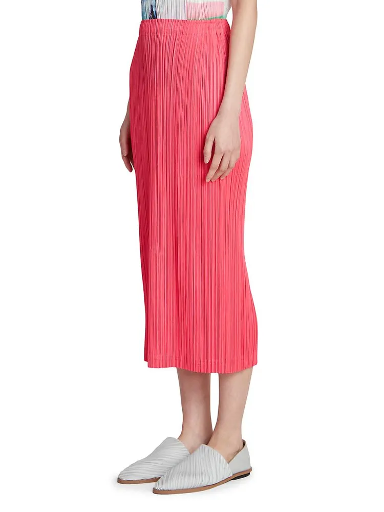 Pleated Elasticized Midi-Skirt