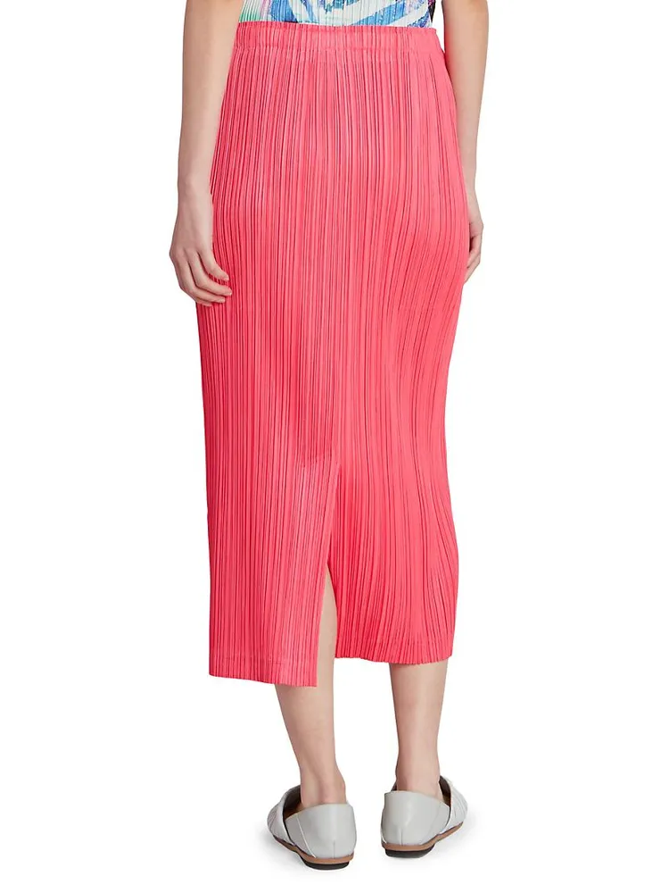 Pleated Elasticized Midi-Skirt