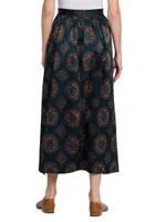 Isabel Belted Rosette Silk-Blend Midi-Skirt