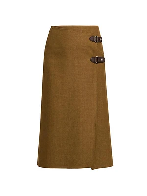 Alinne Linen & Wool-Blend Midi-Skirt