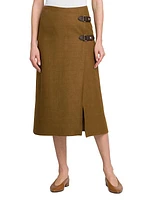 Alinne Linen & Wool-Blend Midi-Skirt