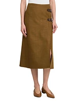 Alinne Linen & Wool-Blend Midi-Skirt