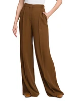 Wide-Leg Chalk Striped Silk Trousers