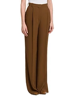 Wide-Leg Chalk Striped Silk Trousers