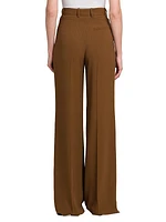 Wide-Leg Chalk Striped Silk Trousers