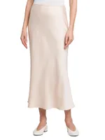 Simona Double-Faced Silk Midi-Skirt