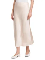 Simona Double-Faced Silk Midi-Skirt