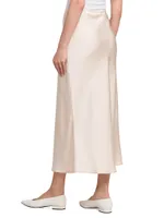 Simona Double-Faced Silk Midi-Skirt